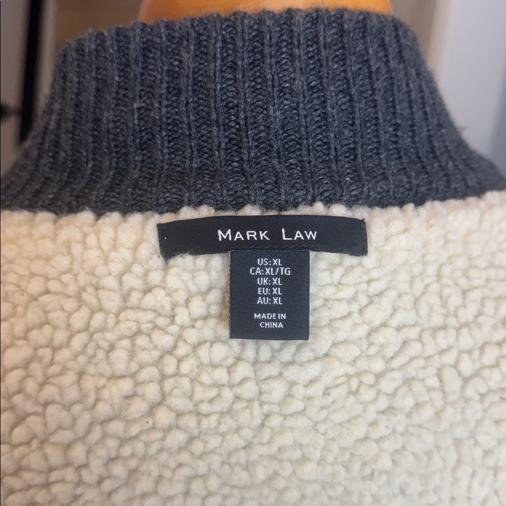 Mark Law Sherpa-Lined Zip Sweater – Size XL – Grey Knit - Picture 7 of 9